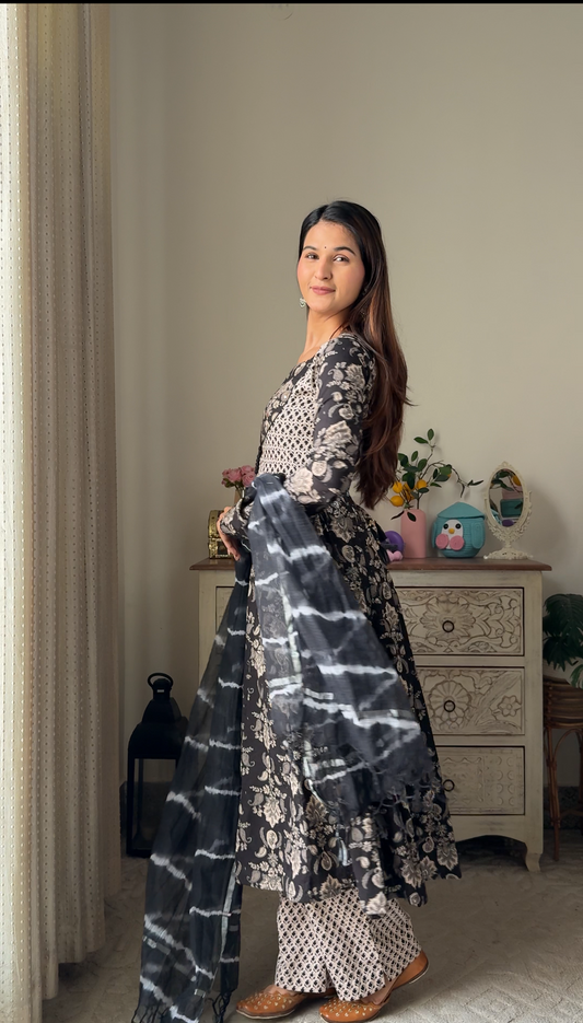 Shyaamika Anarkali Set with kota doria dupatta