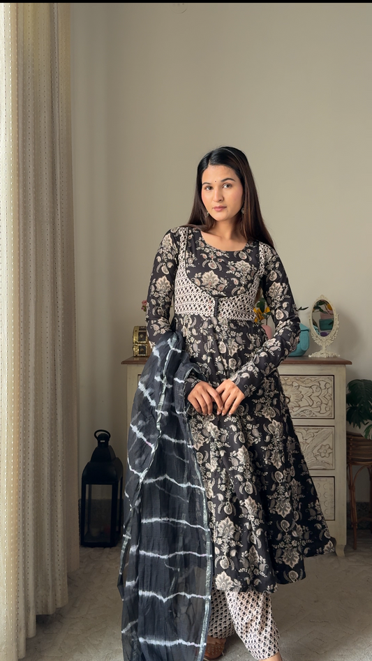Shyaamika Anarkali Set with kota doria dupatta