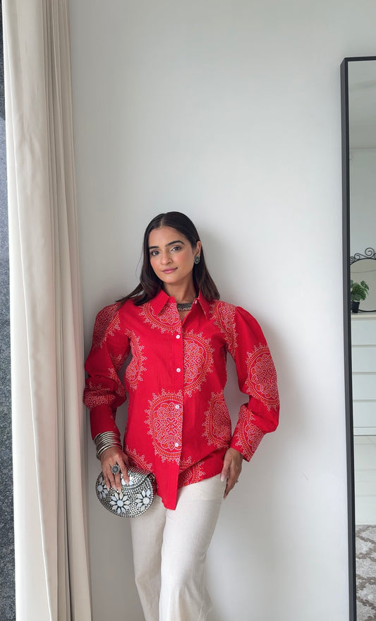 Red Bandhani Shirt
