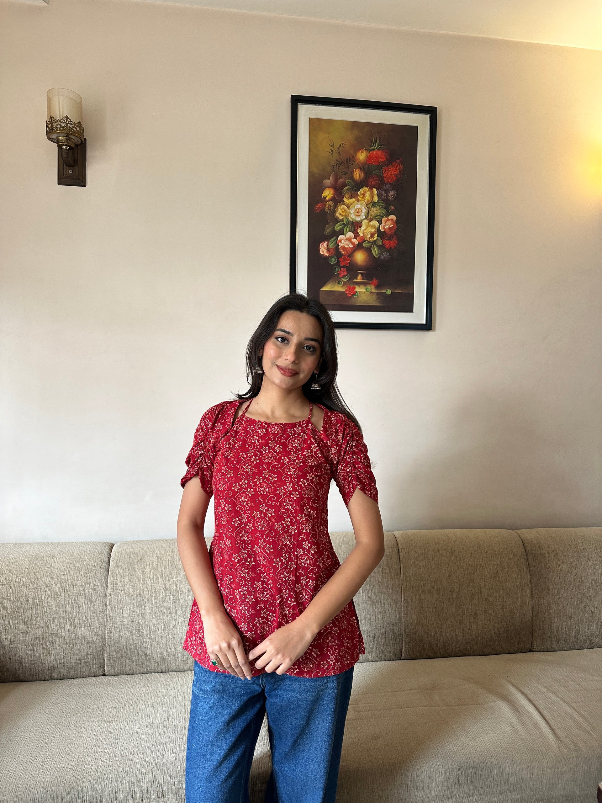 Bhairavi Red  Cotton Top