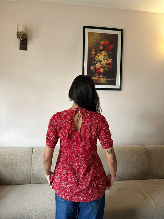 Bhairavi Red  Cotton Top