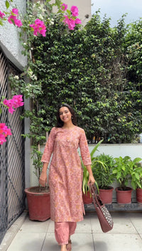 Gulabi Buta Cotton Kurta Set