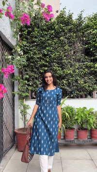 Neel Ikat Cotton Kurta Set