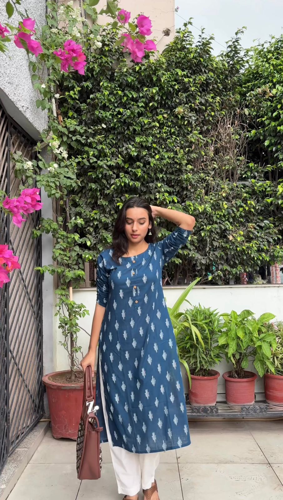 Neel Ikat Cotton Kurta Set