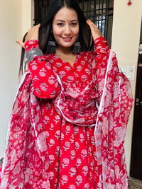 Gulabo Small Booti Pure Cotton Anarkali Gher Suit Set