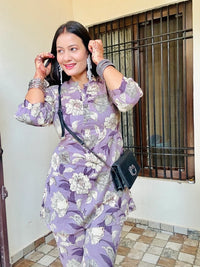 Purple Floral Pure Cotton Co-ord Set