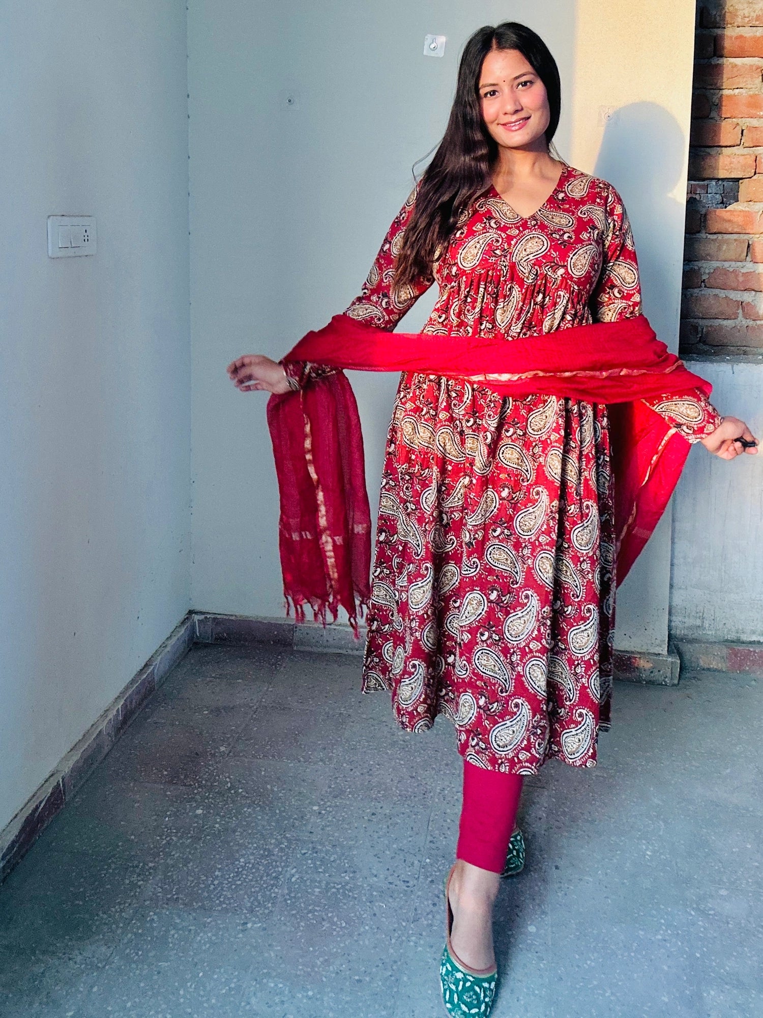 Kamodini Pure Cotton Anarkali Style Suit Set