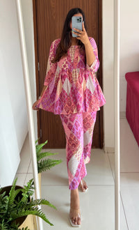 Purple Patched Printed Cotton Co-ord Set