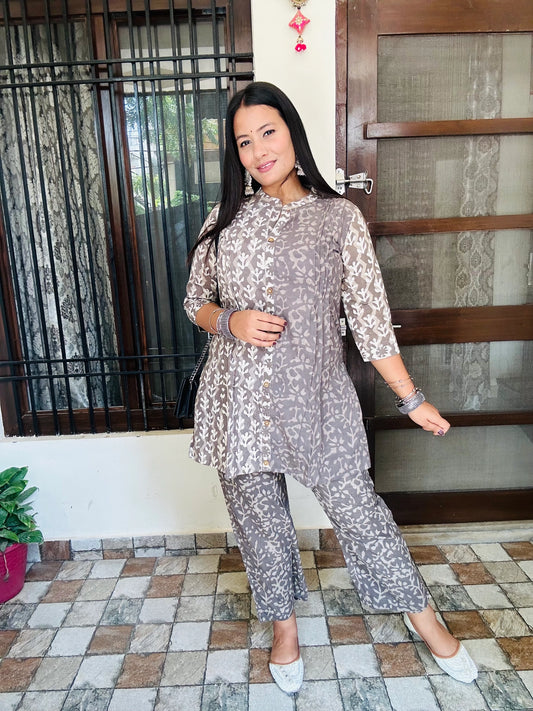 Brown Pure Cotton Co-ord Set