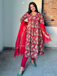 Kamodini Pure Cotton Anarkali Style Suit Set