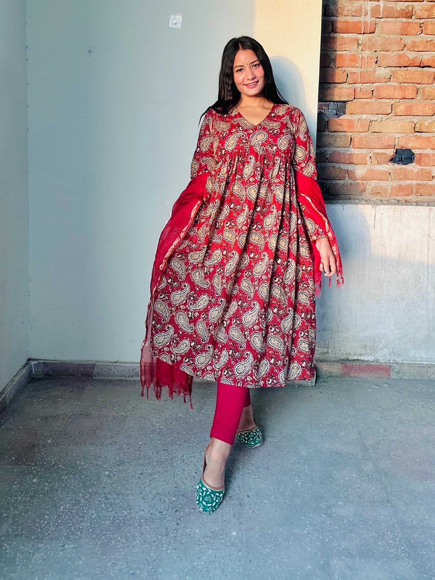 Kamodini Pure Cotton Anarkali Style Suit Set