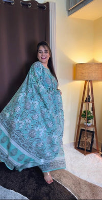Green beaded border Pure Cotton Suit set