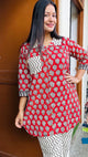 Red & Beige Handblock Printed Pure Cotton Co-ord Set