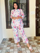 White Floral Silk Co-ord Set