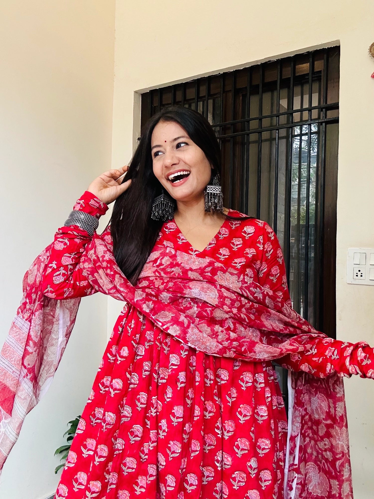 Gulabo Small Booti Pure Cotton Anarkali Gher Suit Set