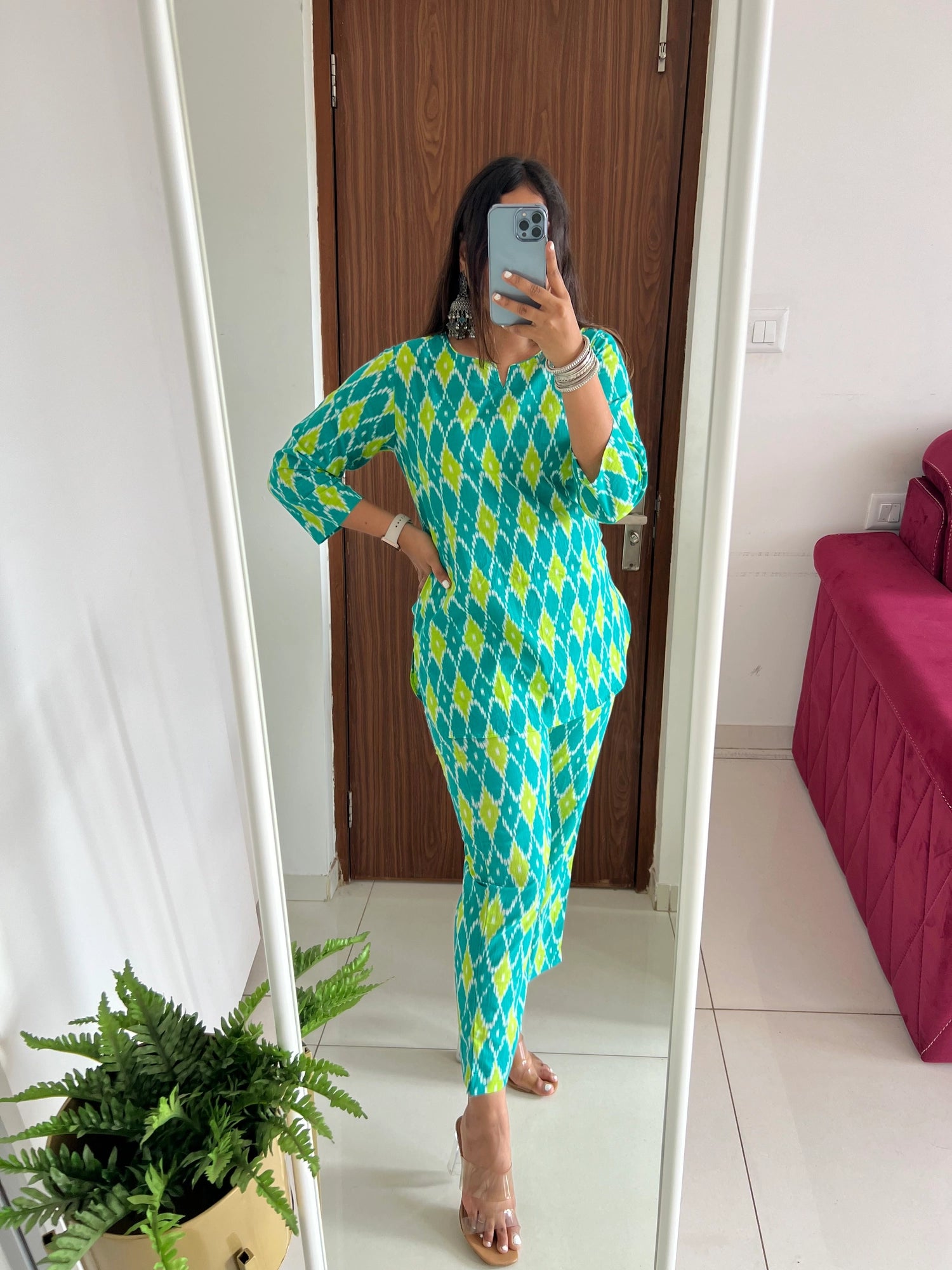 Green & Blue Pure Cotton Co-ord Sets